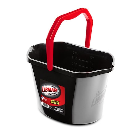 Libman Commercial 3.5 Gallon Oval Utility Bucket, Black, 4PK 1272